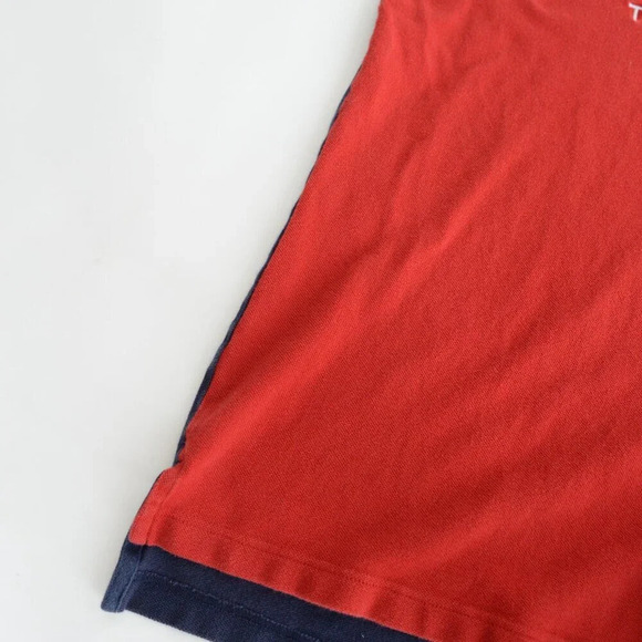 Vintage 90'S Tommy Hilfiger  Embroidered Navy & Red 100% Cotton Polo Golf Shirt - Picture 5 of 8